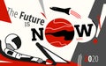 Starman In Space Suit On Tesla Roadster. Space Rocket Spaceship Mars Vector Retro Illustration Poster. Future Is Now Art