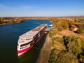 STAROCHERKASSKAYA, RUSSIA - CIRCA OCTOBER 2020: river motor ship Mustai Karim