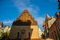 Staronova synagoga. The old new synagogue in Prague in the Czech Republic. Prague`s Jewish quarter Royalty Free Stock Photo