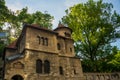 Staronova synagoga. The old new synagogue in Prague in the Czech Republic. Prague`s Jewish quarter Royalty Free Stock Photo