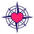Starred compass with heart icon Royalty Free Stock Photo