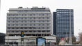 4-starred designer hotel Comwell Aarhus on the right side and the Hotel At. And Hotel Atlantic on the left side. Both hotels are Royalty Free Stock Photo