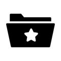 Starred glyph flat vector icon