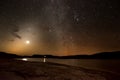 Starry Bright Night and a Moon over Lake Powell Utah