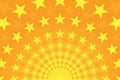 Starry bright yellow and orange comic background. Royalty Free Stock Photo