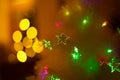 Starry Christmas tree lights and bokeh background.