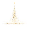 Starry confetti on a white background. A stream of golden stars. Royalty Free Stock Photo