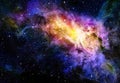 Starry deep outer space nebual and galaxy