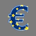 Starry euro currency sign - Business 3d Starry blue symbol - Childhood, Decoration or Design concept Royalty Free Stock Photo