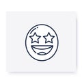 Starry eyes face line icon. Editable illustration