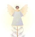 Beautiful and delicate Christmas angel with wings in warm golden shades