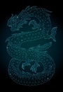 Starry low poly art with oriental dragon