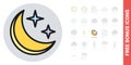 Starry and moonlit sky icon for weather forecast application or widget. Moon and stars in the night sky. Simple color Royalty Free Stock Photo