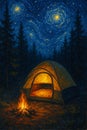 Starry Night Camping AI-GENERATED Royalty Free Stock Photo