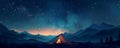 Starry night camping in the mountains Royalty Free Stock Photo
