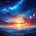 Starry night captivating anime sky wallpaper with star