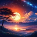 Starry night captivating anime sky wallpaper with star