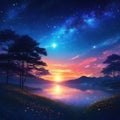 Starry night captivating anime sky wallpaper with star