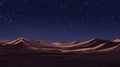 Starry Night Desert Landscape, Nighttime Dunes, Background Illustration Royalty Free Stock Photo
