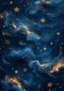 Starry Night Dreams: A Whimsical Illustration of a Galaxy in Blu