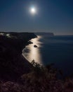 Starry night with a full moon over sea Royalty Free Stock Photo