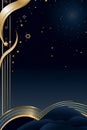 Starry Night: Gold Lines and Ornaments on Dark Blue