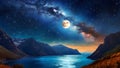 Starry Night Horizon Earth Seascape Glows with Moonlight and Cosmic Wonder Royalty Free Stock Photo