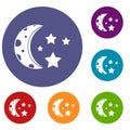 Starry night icons set Royalty Free Stock Photo