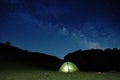 Starry night on lighting tent in Nebrodi Park,