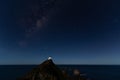 Starry night at Nugget Point Lighthouse, New Zealand, under the Milky Way Royalty Free Stock Photo