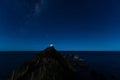 Starry night at Nugget Point Lighthouse, New Zealand, under the Milky Way