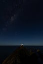 Starry night at Nugget Point Lighthouse, New Zealand, under the Milky Way Royalty Free Stock Photo