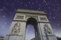 Starry Night over Arc de Triomphe in Paris Royalty Free Stock Photo