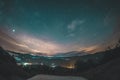 Starry night panorama above OSilnica Royalty Free Stock Photo