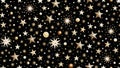 Starry night pattern with various celestial shapes on a black background Royalty Free Stock Photo