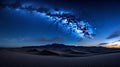 A Starry Night Sky Above a Desolate Desert Landscape Illuminated by the Milky Way Royalty Free Stock Photo