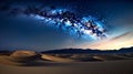A Starry Night Sky Above a Desolate Desert Landscape Illuminated by the Milky Way Royalty Free Stock Photo