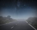 starry night sky above the road. Royalty Free Stock Photo