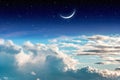 Starry, night sky with clouds,