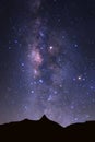 Starry night sky with high moutain and milky way galaxy with sta Royalty Free Stock Photo