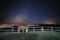 Starry night sky at Monson viewpoint Doi AngKhang and milky way galaxy with stars and space dust in the universe