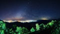 Starry night sky at Monson viewpoint Doi AngKhang and milky way Royalty Free Stock Photo