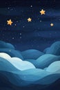 Starry Night Sky over Dreamy Blue Clouds - Serene Celestial Landscape Art. Royalty Free Stock Photo