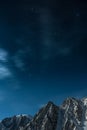 Starry night sky over the mountains of Kyrgyzstan Royalty Free Stock Photo