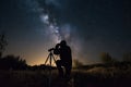 starry night sky, with the stars forming circular patterns in their motions