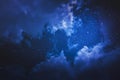 Starry night sky with stars and moon in cloudscape background Royalty Free Stock Photo