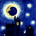 Starry Night in the style of Van Gogh