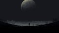 Minimalist Moon Illustration With Post-apocalyptic Landscape