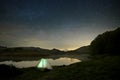 Starry night on wild camp by the lake Royalty Free Stock Photo