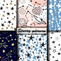 4 starry patterns Royalty Free Stock Photo